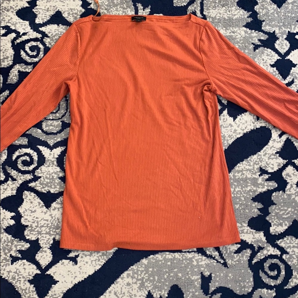 Ann Taylor Factory Orange Ribbed Long Sleeve Top
